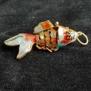 Tiny koi fish pendant charm enameled